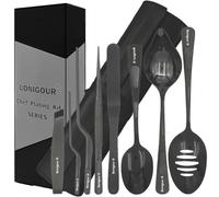 Bonigour Professiona Lot de 9 outils de placage - Ensemble de placage de chef culinaire - Pince à spatule haute, spatule à poisson, cuillères à placer, pince à épiler - Ustensiles de cuisine - Kit de