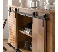 BONIKLUBA 4FT/122cm Mini Rail Porte Coulissante kit de Quincaillerie Suspendue Interieur pour Meuble TV à Porte Double Petite Armoire (Pas de Porte D'armoire)