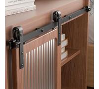 BONIKLUBA 5FT/153cm Mini Rail Porte Coulissante kit de Quincaillerie Suspendue Interieur pour Meuble TV à Porte Simple Petite Armoire (Pas de Porte D'armoire)