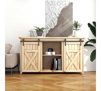 BONIKLUBA 7FT/214cm Mini Rail Porte Coulissante kit de Quincaillerie Suspendue Interieur pour Meuble TV à Porte Double Petite Armoire (Pas de Porte D'armoire)