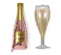 BoningNEW Lot de 2 ballons en forme de bouteille de vin et de gobelet - Ballons en aluminium Mylar pour homme, femme, anniversaire, mariage, fête prénatale - Décorations de fête sur le thème de