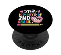 Bonjour 100 Jours d'amour des Vaches de 2e année, 100e Jour d'école PopSockets PopGrip Adhésif