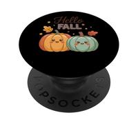 Bonjour Automne Visages Citrouille Mignon Vibes Automne PopSockets PopGrip Adhésif