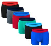 Bonjour Boxers pour garçons en coton, sous-vêtements boxers de marque (lot de 6 Multicolore)