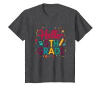 Bonjour, célébration du Premier Jour d'école pour Les Filles de 5e année T-Shirt, Enfant, Chiné Foncé, 12 Ans