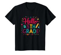Bonjour, célébration du Premier Jour d'école pour Les Filles de 5e année T-Shirt, Enfant, Noir, 8 Ans