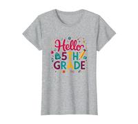 Bonjour, célébration du Premier Jour d'école pour Les Filles de 5e année T-Shirt, Femme, Gris Chiné, M