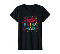 Bonjour, célébration du Premier Jour d'école pour Les Filles de 5e année T-Shirt, Femme, Noir, L