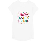 Bonjour, célébration du Premier Jour d'école pour Les Filles de 5e année T-Shirt, Fille, Blanc, S
