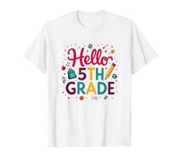 Bonjour, célébration du Premier Jour d'école pour Les Filles de 5e année T-Shirt, Homme, Blanc, 3XL