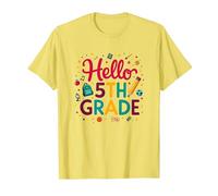 Bonjour, célébration du Premier Jour d'école pour Les Filles de 5e année T-Shirt, Homme, Citron, S