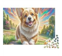 Bonjour Chiot Corgi Puzzle 1000 Pièces pour Adultes Pet, Jeux Éducatifs, Défiant Et Décoration Maison 38x26cm/1000pcs