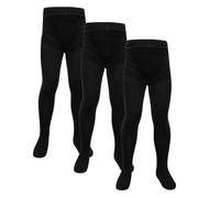 Bonjour - Collants d'école unis en bambou pour filles - Lot de 3 collants en bambou - Couleurs noir, gris et bleu marine - Convient pour uniforme scolaire ou tenue décontractée - Super doux et