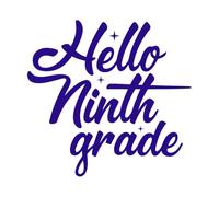 Bonjour, de la 1re à la 10e année, de retour à l'école Stickers muraux en vinyle 42x44cm Ne se décolle pas Bleu foncé