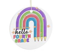 Bonjour Décoration de 4e année pour sapin de Noël, décorations de Noël amusantes à suspendre, décoration de fête d'hiver, cadeaux de Noël pour enfants, filles, fils, 7,5 cm