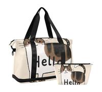Bonjour dessin animé mignon chat blanc sport sac de sport sac de week-end avec sangle réglable pour voyage multifonctionnel, bonjour dessin animé mignon chat blanc, 1 taille, Bonjour dessin animé