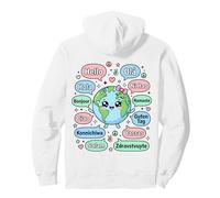 Bonjour en Plusieurs Langues Mignon Kawaii Planète Terre Sweat à Capuche