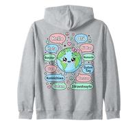 Bonjour en Plusieurs Langues Mignon Kawaii Planète Terre Sweat à Capuche