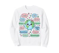 Bonjour en Plusieurs Langues Mignon Kawaii Planète Terre Sweatshirt