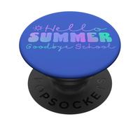 Bonjour Été Au Revoir École Doux Dégradé Lettrage Blues PopSockets PopGrip Adhésif
