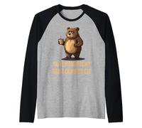 Bonjour - Glace très Fine (Ours) - Design de café Amusant Manche Raglan