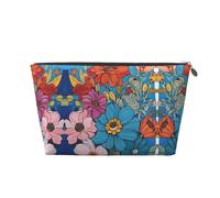 (Bonjour Hawaï) Trousse de toilette de voyage en cuir avec fermeture éclair, trousses à cosmétiques pour femmes, petite trousse de maquillage pour sac à main, trousse de voyage portable, sac cadeau po