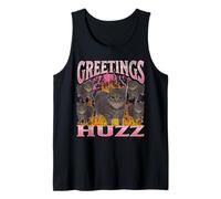 Bonjour Huzz Funny Cat Meme Bootleg Graphic Débardeur