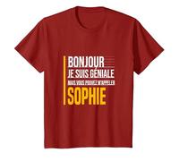 Bonjour Je suis Géniale Vous Pouvez M'Appeler Sophie Drôle T-Shirt, Enfant, Canneberge, 10 Ans
