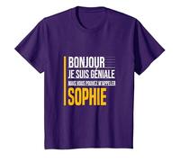 Bonjour Je suis Géniale Vous Pouvez M'Appeler Sophie Drôle T-Shirt, Enfant, Violet, 6 Ans