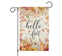 Bonjour L'Automne, Fleur De Citrouille D'Automne Bannière Cour 30X45Cm Drapeaux Durable Décoratif Drapeau Pour Plage Ferme Fêtes
