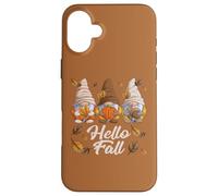 Bonjour l'automne, Gnomes d'automne amusants, Feuilles Coque pour iPhone 16 Plus