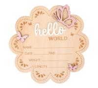 Bonjour le Monde Panneau Annonce de Naissance, Papillon en Bois Plaque Nominative pour Bébé Panneau d'Annonce Naissance pour Accessoires Photo Baby Shower Hôpital Décoration Chambre d'Enfant