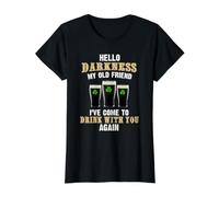 Bonjour l'obscurité Mon Vieil ami, Jour Irlandais, Jour de la Saint-Patrick T-Shirt Graphique avec Valeur, Femme, Noir, XL