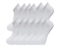 Bonjour Lot de 12 paires de chaussettes de sport en coton pour femme - Respirantes et durables - Taille 37-42, blanc, 4-8