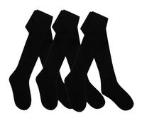 Bonjour - Lot de 3 collants unis en coton majoritaire pour filles - Pour l'école et tous les jours - Respirants, épais, chauds et décontractés, Noir , 11-12 ans