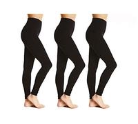 Bonjour® Lot de 3 leggings taille haute pour femme, extensibles, doux au toucher, en coton confortable, grande taille, Noir , 40