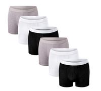 Bonjour Lot de 6 boxers hipsters ajustés pour homme avec taille élastique | Coton riche et confortable, Noir Blanc Gris, M