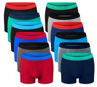 Bonjour Lot de 6 ou 12 boxers pour garçon en coton, 5 à 13 ans - Noir - Taille Unique