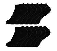 Bonjour - Lot de 6 paires de chaussettes basses en coton pour filles et garçons - Confortables à porter au quotidien - Taille 3-6 ans (9-12), 6-9 ans (12,5-3,5) 10-13 ans (4-5,5), Noir , 10-13 ans