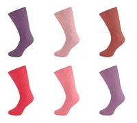 Bonjour - Lot de 6 paires de chaussettes extra larges en coton non élastique pour femme diabétique pour jambes enflées et diabétiques - Haut extra large conçu pour les pieds larges et problématiques -