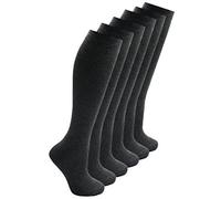 Bonjour® Lot de 6 paires de chaussettes hautes en coton pour filles et enfants - Chaussettes hautes unies pour la rentrée scolaire - Uniforme de fête, gris, 6-9 ans