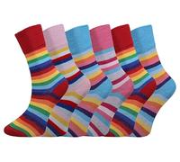 Bonjour - Lot de 6 paires de chaussettes non élastiques pour diabétiques - Chaussettes amples en coton doux pour femmes avec pieds et chevilles enflés - Chaussettes diabétiques à large tige pour femme