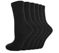 Bonjour Lot de 6 paires de chaussettes unies en coton majoritaire pour garçons et filles - Pour l'école - Âge : 3-6 ans (9-12), 6-9 ans (12-3), 10-13 ans (4-5,5), Noir , 10-13 ans