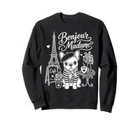 Bonjour Madame Bouledogue Français Paris Cafe Lover Sweatshirt