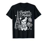 Bonjour Madame Bouledogue Français Paris Cafe Lover T-Shirt Graphique avec Valeur
