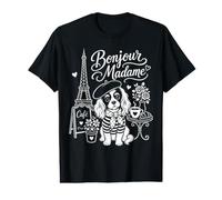 Bonjour Madame Cavalier King Charles Spaniel Paris Amoureux des Chiens T-Shirt Graphique avec Valeur