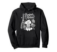 Bonjour Madame Paris Caniche French Café Tour Eiffel Art Sweat à Capuche
