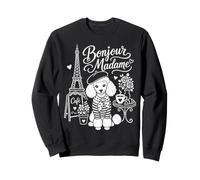 Bonjour Madame Paris Caniche French Café Tour Eiffel Art Sweatshirt