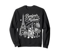 Bonjour Madame Paris Teckel French Cafe Art pour Amoureux des Chiens Sweatshirt