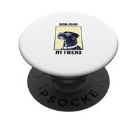 Bonjour Mon ami (déclaration drôle en français) (graphisme de Chien) PopSockets PopGrip Adhésif